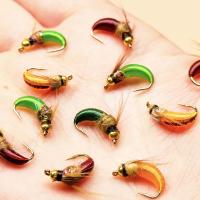 24 unids/caja moscas para pesca con mosca biónicas cabeza de latón Scud Ninfa señuelos insectos artificiales cebos pesca para trucha/bajo/perca/bagrada/carpa - details 5