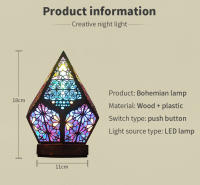 Lámpara de noche de proyección LED hueca de madera, proyector colorido bohemio, lámpara de escritorio, decoración del hogar, iluminación de ambiente de vacaciones - details 2