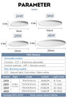 Lámpara de techo Led redonda con marco plateado, iluminación de brillo blanco Natural, 24W, 36W, 48W, luces de techo para decoración de dormitorio y sala de estar - details 23