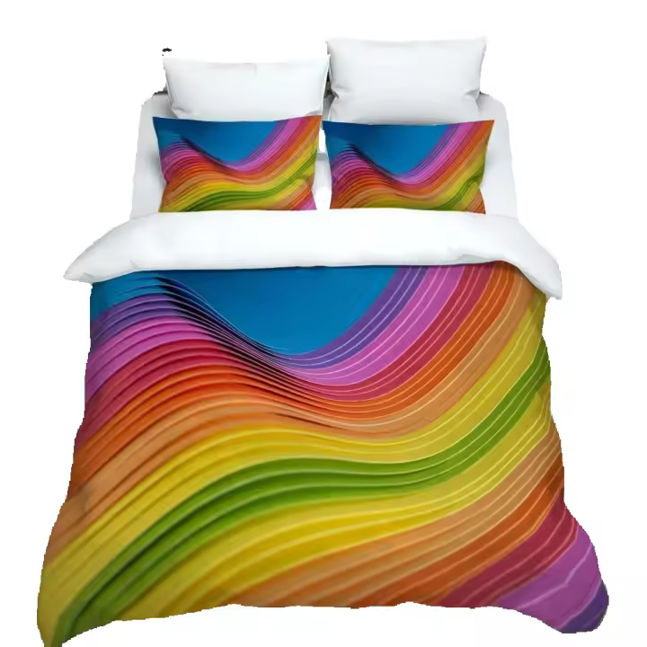 Juegos de cama con edredón personalizables, tamaño completo, suaves y cómodos, con estampado de clásicos Rainbow Fresh - 1