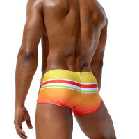 Jessborn bañador de ángulo plano para hombre, traje de baño con rayas de arcoíris degradado, sexy, a la moda, para surfear en la playa - details 5