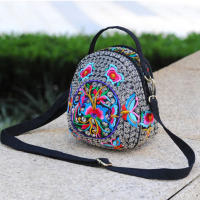 Mochila bordada con flores para mujer, bolsa de hombro de viaje, regalo Floral, Bohemia - details 4