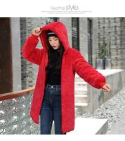 Chaqueta de invierno con capucha para mujer, Parka larga y gruesa con relleno de piel sintética, chaqueta desmontable de talla grande - details 16