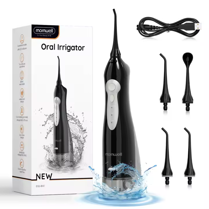 Hilo dental de agua, púas para dientes, 4 chorros, 3 modos, portátil, inalámbrico, D52, limpiador de dientes, púas orales impermeables IPX7 - 1