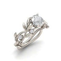 Joyería en Oferta Anillo de Compromiso Princesa Hoja de Olivo Joyería de Zirconia Azul - details 8