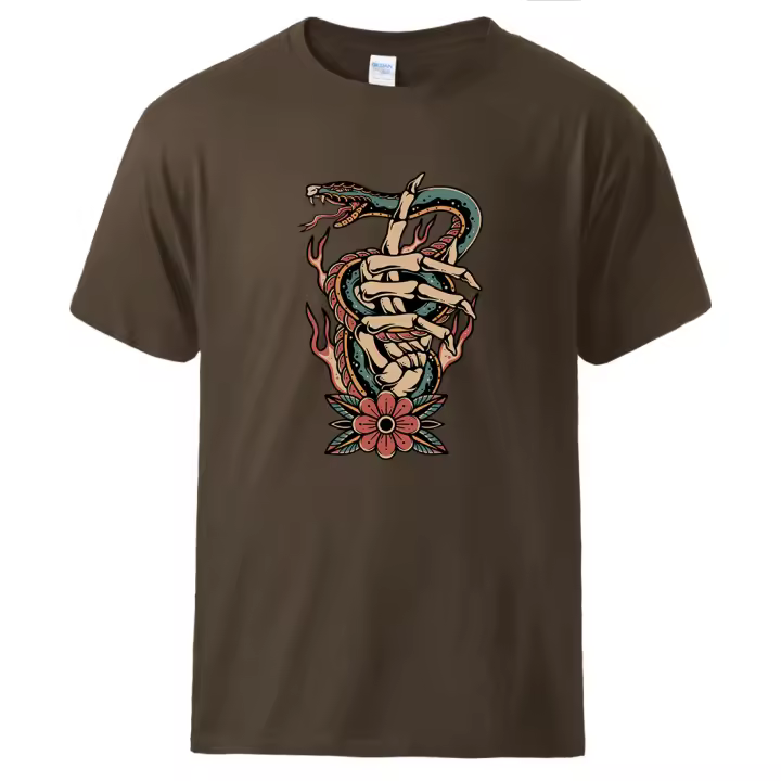 Camiseta de serpiente venenosa para hombre, Camisa de algodón suave, cuello redondo, informal, Vintage, manga corta - 1