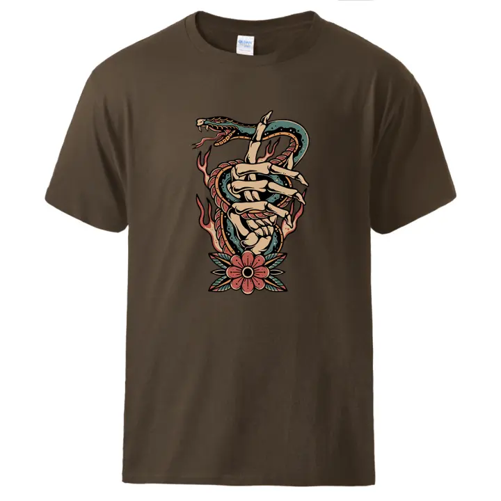 Camiseta de serpiente venenosa para hombre, Camisa de algodón suave, cuello redondo, informal, Vintage, manga corta - 1