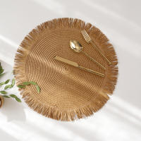 Mantel de Papel Tejido Minimalista con Flecos Posavasos Decorativos para Mesa de Cena Redondo con Aislamiento Térmico - details 5