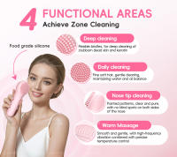 Cepillo de limpieza facial eléctrico de silicona: 6 velocidades, aplicación de calor, impermeable y limpieza profunda de los poros, dispositivo de limpieza de la piel portátil - details 2