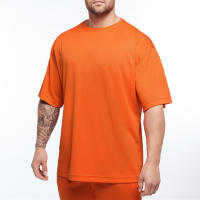 Mens Loose Oversized Short Sleeve T-shirt Mesh Dropped Shoulder Sportswear Fitness T Shirt Summer Gym Clothing Bodybuilding Tees - details 9