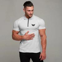 European and American style Fashion Zip Print Polo Tees Mens Cotton Slim Polo Shirts with Short Sleeve Fitness Polo T-Shirt - details 10
