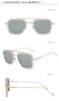 Gafas de Sol Cuadradas Vintage de Metal para Hombres Deportes y Moda - details 16