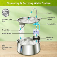 Grifo de Agua para Mascotas de Acero Inoxidable Dispensador de Agua Automático para Perros y Gatos - details 1