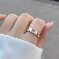 Anillo cruzado de cristal CZ de acero inoxidable Moda para mujeres y hombres Color oro rosa - details 9