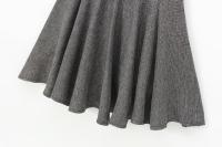 Gray Wide Swing Short Dress For Women O Neck Short Sleeve Pleated Mini Dress Female Autumn Casual Vestidos - details 7