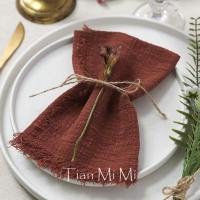 Servilletas rústicas de algodón de gasa, tela de lino Retro elegante y suave para fiesta de boda, comedor, decoración de mesa de uso diario - details 25