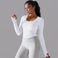 Camiseta de Yoga Sin Costuras para Mujer Deporte Top Largo Manga Larga Ropa de Gimnasio Camiseta de Correr para Entrenamiento Activo Vestimenta Ajustada Material Exterior Poliéster Temporada Primavera/Verano - details 4
