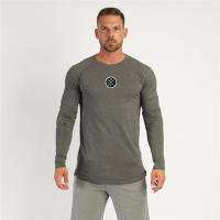Letter Printed Men's Autumn Youth Loose Fitting Fitness Long Sleeved T-shirt with Round Neck Sports Personality Trend Top - details 4