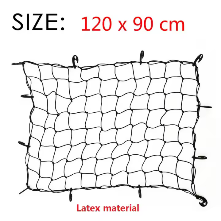 Malla de Red de Carga Elástica de Nylon Universal para Maletero de Coche 120x90cm con Accesorios de Fijación de Gancho Organizador de Equipaje - 1
