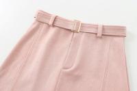 Elegant Women With Belt Faux Suede Mini Skirt Female Office Wear High Waist A-line Skirts faldas mujer - details 2