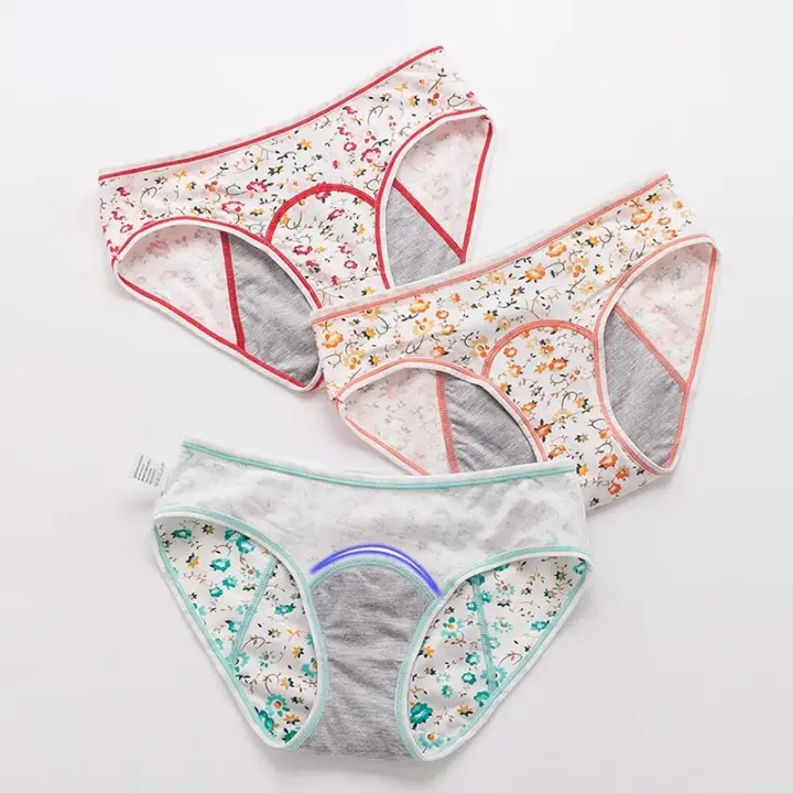 Ropa interior cómoda de algodón para mujer, ropa interior menstrual a prueba de fugas para estudiantes fisiológicos, Calcinhas - 1