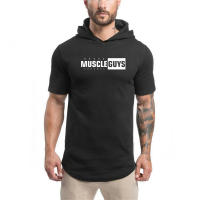 New Summer Brand Cotton Men Casual Shirts Gym Fitness Clothing Fashion Hip Hop Bodybuilding Muscle Hooded Short Sleeve T-shirt - details 8