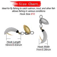 5 uds/10 Uds moscas de pesca con mosca señuelo giratorio lentejuelas biónicas gusano cebo pesca para carpa lubina salmón trucha equipo de pesca agua dulce/agua salada - details 0
