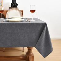 Mantel de Comedor de Algodón Lineno Cubierta de Mesa Gris Khaki Impermeable y Lavable para Bodas y Fiestas Navideñas - details 3