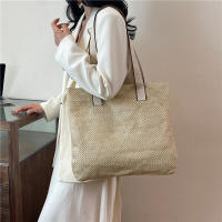 Bolso de mano tejido de paja para mujer, elegante, informal, con asa superior, Retro, a la moda - details 5