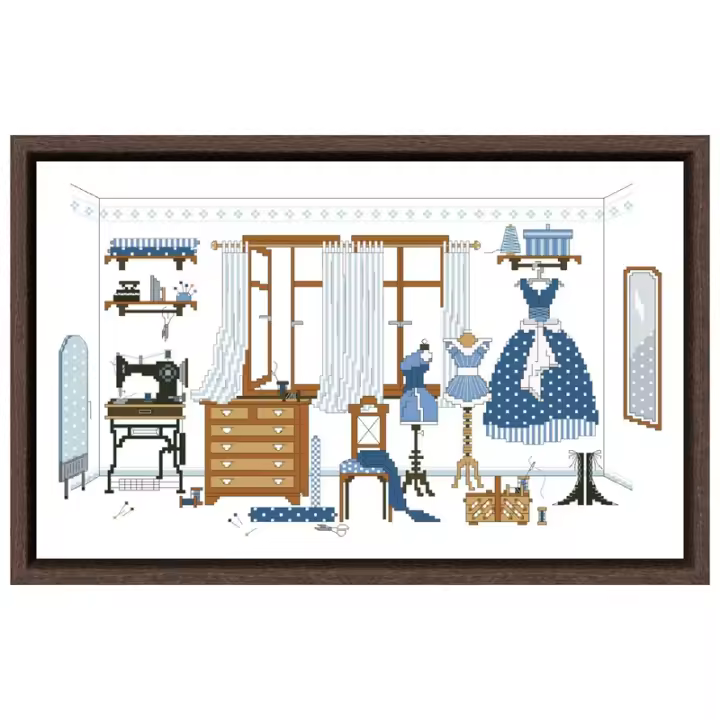 Sala de costura pequeña, kits de punto de cruz contados, juegos de costura bordada, 18ct, 14ct, 11ct, tela blanca, bricolaje, hecho a mano - 1