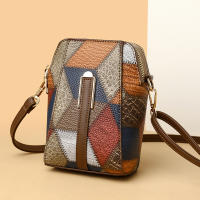 Bolso de Mujer de Cuero PU Bolso de Hombro de Múltiples Cremalleras Bolso Pequeño para Móvil de Piel de Vaca Suave Bolso Cruzado con Color Tejido - details 6