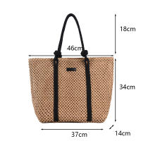 Bolso de mano tejido de paja para mujer, bolsa de playa elegante, informal, con asa superior, a la moda - details 17