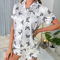 Conjunto de mujer, ropa de dormir de manga corta de seda satinada lujosa, ropa informal para el hogar, ropa de dormir para mujer - details 65