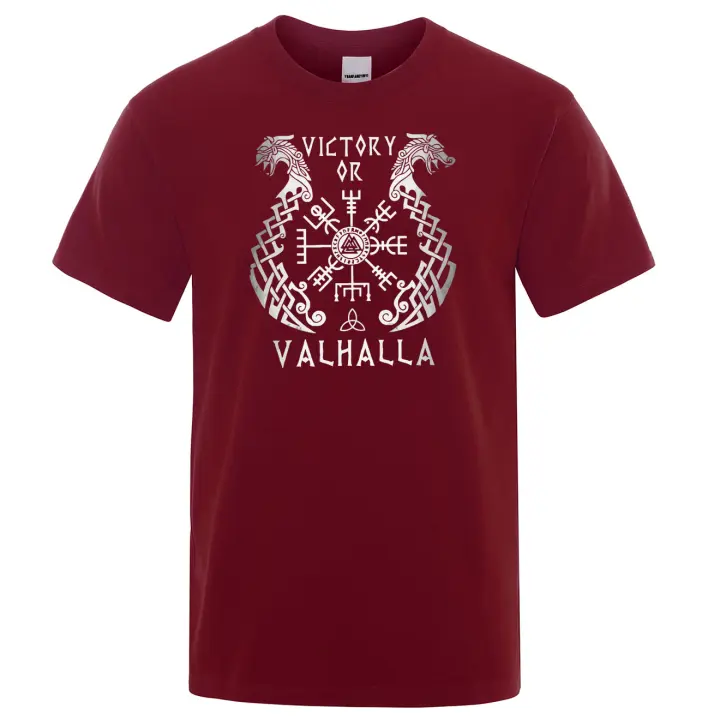 Camiseta con Estampado de Leyenda Vikinga para Hombre, Prenda de Algodón, Manga Corta, Estilo Retro, Valhalla Odín, Camisa Clásica de Verano, 2022 - 1