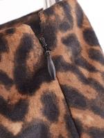 Cool Girl Y2K Leopard Print Velvet Mini Skirt For Women Vintage High Waist Side Zipper A-line Skirts faldas  mujer - details 5