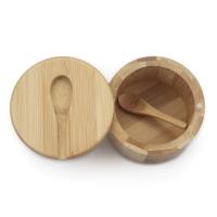 Caja de condimentos de bambú con cuchara, cubierta giratoria, olla de condimentos de bambú, succión magnética, caja de sal de celda única - details 2