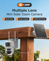 SHIWOJIA 12MP 6K 15X Zoom cámara Solar 4G pantalla Dual exterior tres lentes 7800mAh batería cámara PIR detección seguimiento automático CCTV - details 1