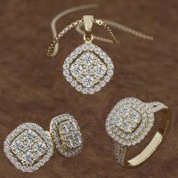 Mifeiya conjunto de anillos de compromiso de boda de lujo para amantes anillo de cristal de circonita cúbica AAA geométrico ostentoso para parejas mujeres y hombres - details 0