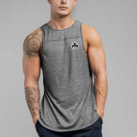 Men Casual Sport Cotton Tank Tops Summer Breathable Sleeveless 0-Neck Solid Print Loose T-Shirts Gym Bodybuilding Fitness Vests - details 8