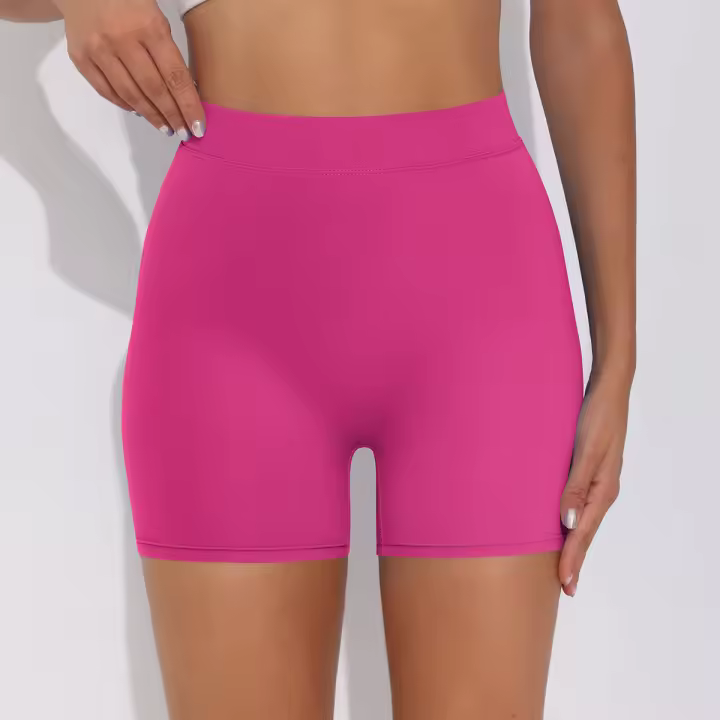 Hamidou pantalones cortos de Yoga de Color sólido para mujer, pantalones cortos deportivos elásticos de cintura alta para Fitness, glúteos de melocotón, pantalones de Yoga para correr - 1