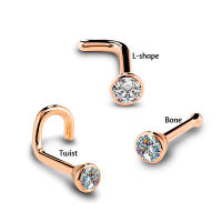 Piercing de circonia cúbica para la nariz, 2 piezas, 20g, 1,5/2/2.5/3mm, color oro rosa anodizado, joyería para la nariz - details 4