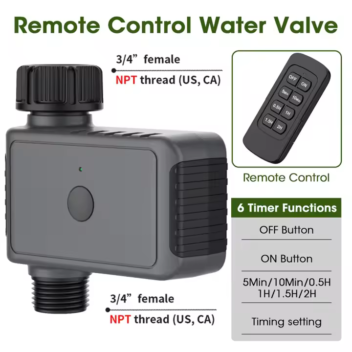 Temporizador de riego con Control remoto, válvula de agua temporizada inteligente, sistema de riego de plantas y flores, temporizador de agua para jardín, invernadero y césped - 1