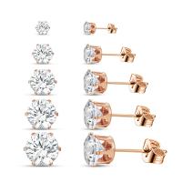 Juego de 5 pares de pendientes de circonio para mujer y hombre, pendientes de Color dorado y plateado, Piercings para las orejas Unisex, regalo de joyería - details 2