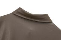 New Women Autumn Winter Faux Leather Shirt Dress Long Sleeve Lapel Collar With Belt A-line Midi Dresses High Street Vestidos - details 9