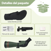 SVBONY SA412 Telescopio terrestre HD FMC de 20-60x 80 mm con trípode de mesa ajustable - details 16