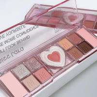 Paleta de Sombras de Ojos en Forma de Corazón Dulce 12 Colores de Polvo para Resaltar y Realzar - details 12