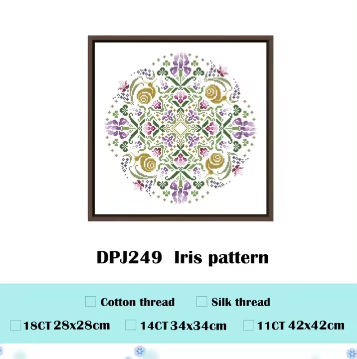 Kits de punto de cruz con patrón de Iris, tela sin imprimir, hilo de algodón, bordado DIY, decoración de la pared del hogar, 18CT, 14ct, 11CT - 1