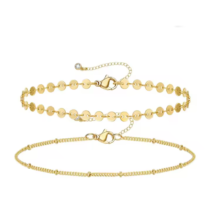 Pulsera de Oro Chapado 14K para Mujeres Conjunto de Pulseras de Cadena Dorada Elegante y Delicada Marca CHAYOU Tamaño 7+2 pulgadas - 1