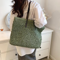 Bolso de playa de verano para mujer bolso de ratán tejido hecho a mano paja de gran capacidad bolso de hombro de cuero para mujer nuevo bohemio - details 15