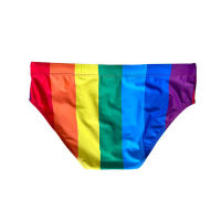 Jessborn calzoncillos de baño para hombre, traje de baño sexy con rayas gruesas de arcoíris, pantalones cortos de cintura baja para surfear en la playa, primavera caliente - details 6